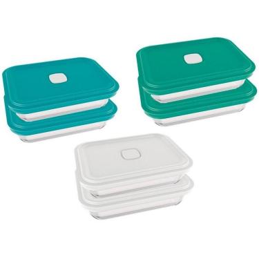 Imagem de Conjunto De Potes Marinex Facilita Vap Em Vidro 750Ml 6 Peças Transparente Com Colorido