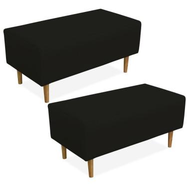 Imagem de Kit 02 Puffs Cléo W01 Pés Palito 90 Cm Corino Preto