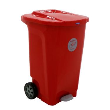 Imagem de Lixeira Tramontina T-force Plástico Vermelho Com Rodas 100 L