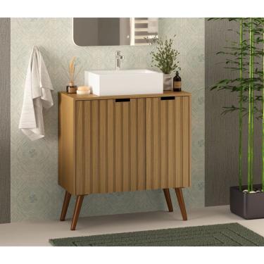 Imagem de Gabinete Com Pés Para Banheiro 80,4Cm Sem Cuba Nice Nogal/Noce Amendoa
