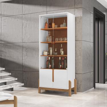 Imagem de Cristaleira 2 Portas De Vidro Lizz Casa D Branco/Cedro