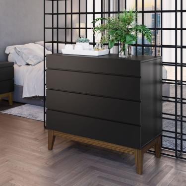 Imagem de Cômoda 4 Gavetas Fresh Artemobili Preto/Imbuia