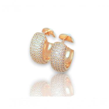 Imagem de Brinco Argola Articulado Click Redondo 7 Fileiras Micro Zircônia G Banhado A Ouro