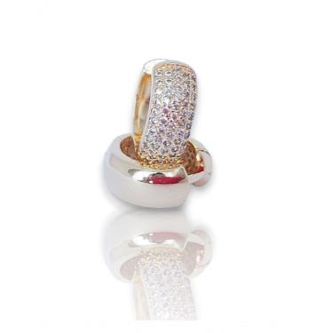 Imagem de Brinco Argola Articulado Click Redondo 3 Fileiras Micro Zircônia P - Banhado A Ouro