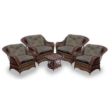 Imagem de Conjunto De Poltronas Fibra Sintética Naja - 4 Poltronas + 1 Mesa Centro - Tecido Duna 2 Fendi