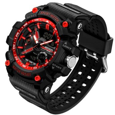 Imagem de Relógio De Pulso Masculino Esportivo De Quartzo Dual Display Digital A Prova D´agua Vermelho