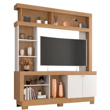 Imagem de Estante Para Tv De Até 47 Polegadas Com 8 Nichos E 2 Portas Mari Mdp Nature-off White