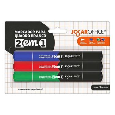 Imagem de Kit 3 Pincel Marcador Quadro Branco 2 Em 1 Jocar Office