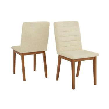 Imagem de Cadeira Sala De Jantar Sofia Madeira Kit 2un Ipe-linho Neve Dj Móveis