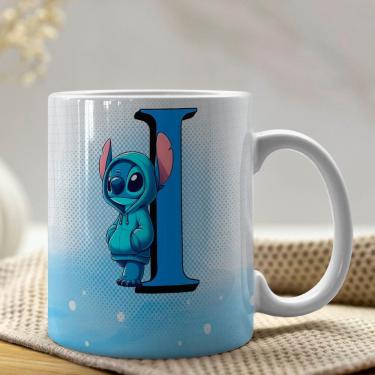 Imagem de Caneca De Porcelana Stitch Letras A-z 325ml Azul I
