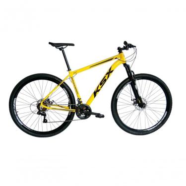 Imagem de Bicicleta Aro 29 Ksx Sd7 21v Cabos Internos Alumínio Freios A Disco Garfo Suspensão Amarelo Preto Tamanho 21