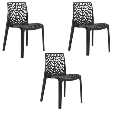 Imagem de Cadeira Sala De Jantar Kit 3 Gruvyer Preto R02 - D'rossi