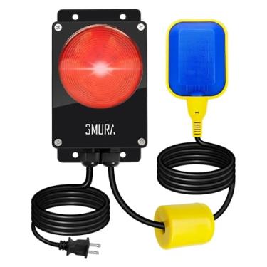 Imagem de GMURA Alarme De Bomba Depósito, Nível Alto Água 110 Db Com Indicador Led Vermelho Grande E Interruptor Flutuante 10 Pés, À Prova D'Água Ip67 Para Tanque Séptico Interno/Externo, Lago, Porão