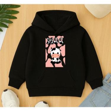 Imagem de Moletom Canguru Infantil Neném Estampa Vaquinha Moo Bebê Kids Criança 