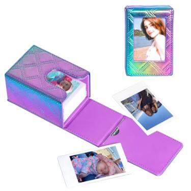 Imagem de WOGOZAN Mini Estojo Para Fotos Câmera Fujifilm Instax 12/11/99/90/Evo, Acessórios Filme De 2,15 X 3,4 Polegadas, Bolsa Proteção Fotos, Pode Conter Mais 50 Filmes (Azul Perolado, Roxo)