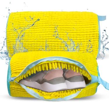 Imagem de MJOLLYGLOBE Saco Para Máquina De Lavar Sapatos, Tênis Na Lavadora E Secadora, Sacos Malha Duráveis Sapatos Delicados Com Zíper Lateral, Ginástica Reutilizáveis (Amarelo, 1 Peça)