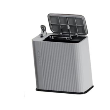 Imagem de Fenteer Lata de lixo fina para banheiro com tampa Lixeira para banheiro Lixeira para sala de estar Penteadeira Cozinha doméstica, Cinza