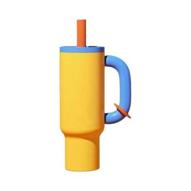 Imagem de Garrafa Térmica De Aço Inoxidável De 1050ml Com Canudo Almofada De Sil