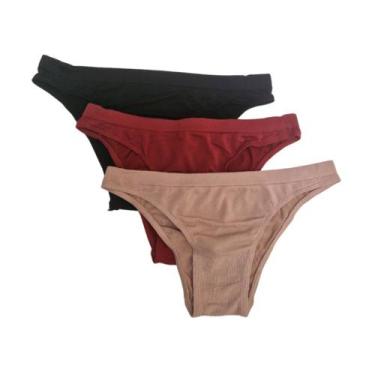 Imagem de Kit 3 Calcinhas Tangas Trifil C04403 Preto/Vermelho/Nude, Preto, Verme