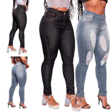 Imagem de Kit 2 Calça Jeans feminina Escura e Clara, Pieces with attitudes - Cam