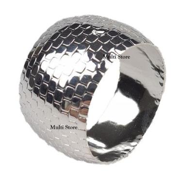 Imagem de KIT 04 Argola Porta Guardanapo Anel Argola Laminada Prata Metal Luxo M