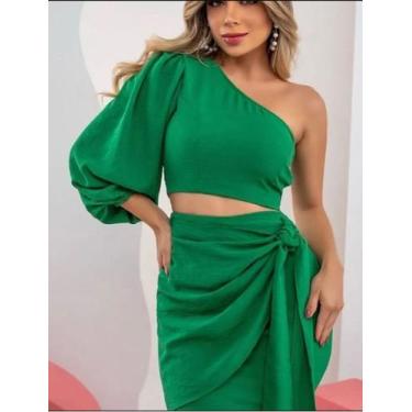 Imagem de Conjunto Saia e Blusa Cropped Verde - própia