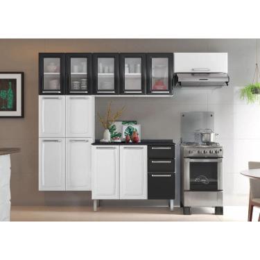 Imagem de Cozinha Completa Branca e Preta em Aço 4 Peças Luce com 5 Vidros
