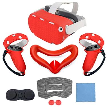 Imagem de JYMEGOVR for Oculus Quest 2 Controller Silicone Cover, Protective Case Set Accessories for Meta VR, Multi Colors Soft Shell Skin (red)…