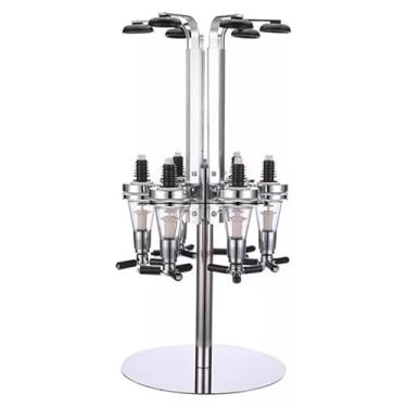 Imagem de Dosador Dispenser de Bebidas Inox Para 6 Garrafas com Suporte de Mesa Para Adega Shot 45 ML Yab