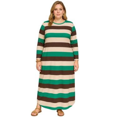 Imagem de Vestido Longo Estampado Feminino Inverno Manga Longa 2757 - Show store