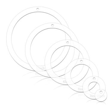 Imagem de 6 peças de molde circular acolchoado acrílico 1/2/3/4/5/15 polegadas, conjunto de réguas de costura transparentes, conjunto de réguas de corte de arco de colcha para patchwork, artesanato, decoração