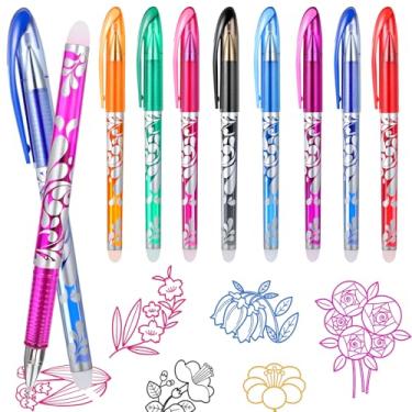 Imagem de 8 canetas apagáveis, canetas apagáveis de 0,5 mm, caneta de gel apagável com borrachas na extremidade, caneta de fricção por calor com borracha, caneta de escrita à mão, bola de tinta de gel