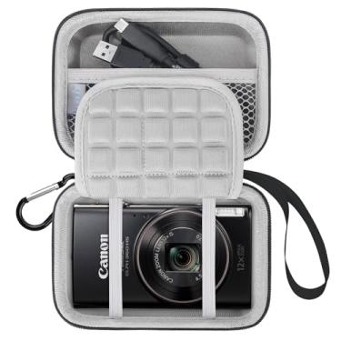 Imagem de Lacdo Bolsa de transporte para a câmara Canon PowerShot ELPH 360/200/185/180/190/350, câmara digital Sony Cyber-Shot DSC-W830/WX350/WX500/W810, bolsa de proteção em EVA rígida de câmaras, Preto+Cinza