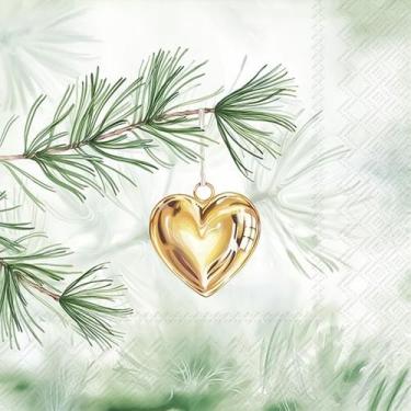 Imagem de Guardanapo para Decoupage Ihr 33x33 Coraçao de Ouro C/ 20 Unidade - GU