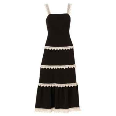 Imagem de Adrianna Day Vestido feminino tricotado com acabamento em crochê, Preto/Ecru, 44