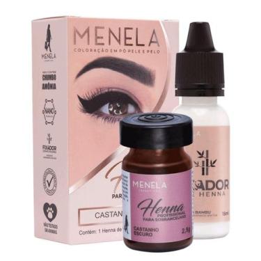 Imagem de Kit Henna Para Sobrancelhas Menela Castanho Escuro - Menela Cosméticos