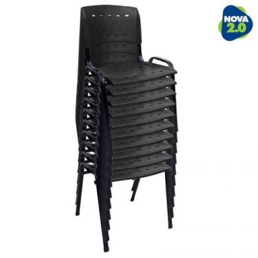 Imagem de Kit 10 Cadeiras de Plástico Polipropileno LG flex Reforçada Empilhável
