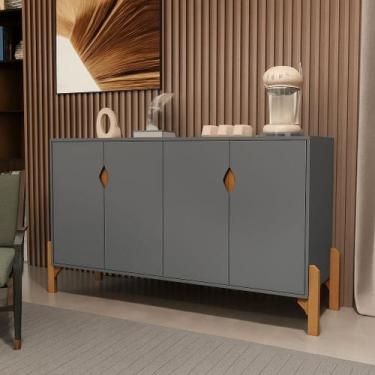 Imagem de Aparador Rack Buffet Talita 4 Portas Pés madeira Cor Onix - Comprar Mó