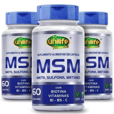 Imagem de Msm metilsulfonilmetano vitaminas biotina b1 b5 vitamina c 60 caps uni