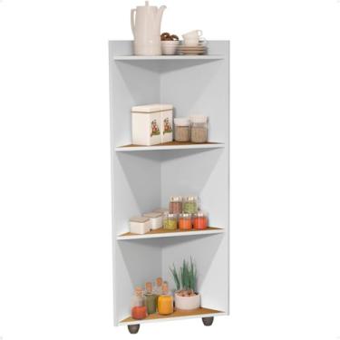 Imagem de Armário Multiuso Organizador de Canto com Prateleira – Ideal para Cozinha,Banheiro,Quarto, Lavanderia e Escritorio, Nicho Prático com Pézinhos (Branco Flex)