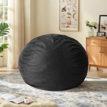 Imagem de CangLong Cadeira extra grande para adultos – espreguiçadeira gigante de 1,5 m, capa removível protegida para jovens e zíper de bloqueio, sofá redondo de camurça sintética para sala de estar, quarto e