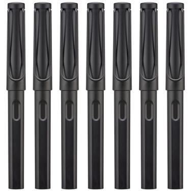 Imagem de erofa Conjunto de canetas-tinteiro de caligrafia paralela preta fosca com clipe de bico de pato, 7 tamanhos de ponta sortidos para desenho de arte gótica e assinatura de escrita