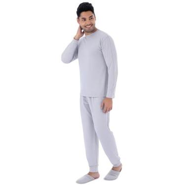 Imagem de Pijama De Inverno Masculino Com Punho Estilo Victory, GG, Cinza