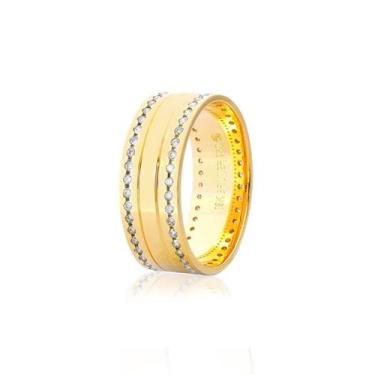 Imagem de Aliança De Ouro 18K com 50 pontos de Diamante Anatômica 7 mm de largur