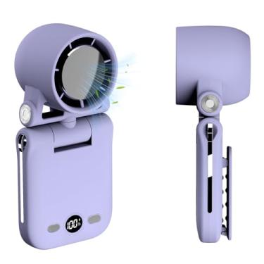 Imagem de Ventilador portátil portátil, ultra alto RPM Clip-on Turbo Fan recarregável com visor LED 100 velocidades, ângulo ajustável, mini ventilador multifuncional para cintura e pescoço de mesa (Roxo)