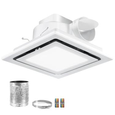 Imagem de Fuairmee Exaustor De Banheiro Com Luz, 110Cfm Ventilador De Banheiro Com Luz 20W 6000K, Ventilador De Ventilação Silencioso Para Banheiro Com Caixa De Junção E Duto, Exaustor De Teto De 12 Polegadas