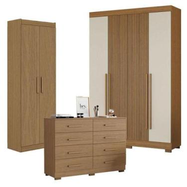 Imagem de Guarda Roupa Casal 2030240 Atacama Areia Com Armário Multiuso 2000191 