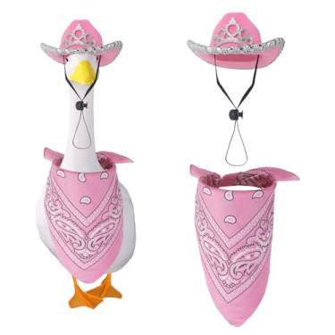 Imagem de Roupa Vaqueira Estilo Western Roupa Ganso Varanda, Rosa Cowboy Roupas Ganso com Chapéu Coroa e Bandana para 58,42cm Cimento Estátua Gramado Decoração de Verão ao ar Livre Jardim Quintal Pátio