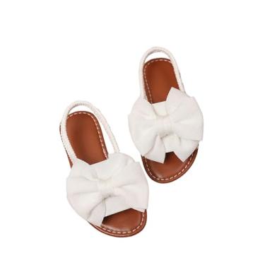 Imagem de GORGLITTER Sandália feminina com laço e tira no tornozelo com tira no tornozelo, Bege, 13.5 Big Kid