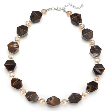 Imagem de Errally Colares de contas grossas para mulheres, colar boêmio, com contas coloridas de cristal de resina, presentes de aniversário, bijuterias para mulheres, Resina, Sem Pedra Preciosa